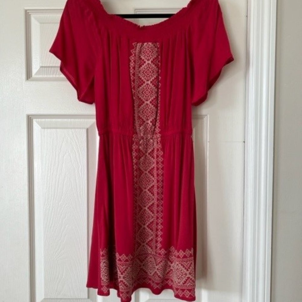 Skies Are Blue Off Shoulder Embroidered Dress (M)